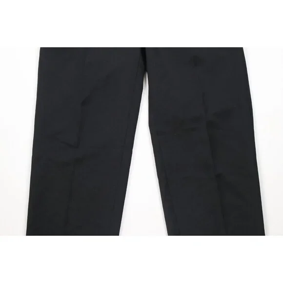 Vintage 90s Streetwear Mens 32x32 Pleated Cuffed Wide Leg Wool Chino Pants Black